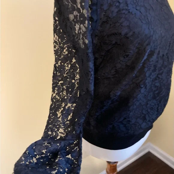 Tory Burch Black Lace and Knit Sweater Top Size Medium - Picture 10 of 11